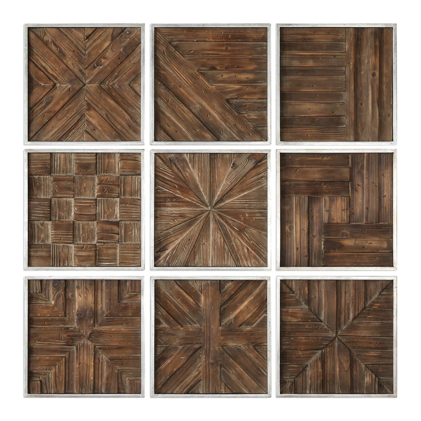 Uttermost BRYNDLE SQUARES WOOD WALL DECOR 04115  SET OF 9 loading=