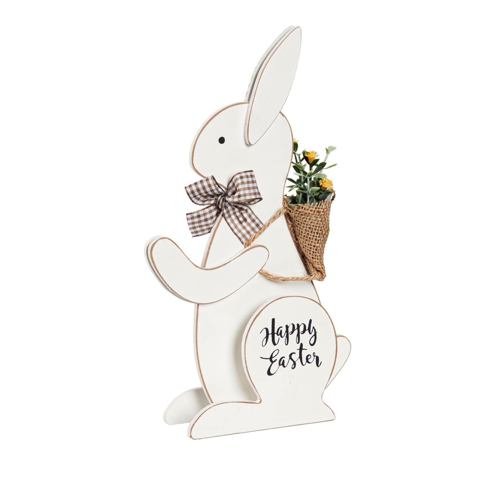 Evergreen Enterprises Wood Bunny with Artificial Table Décor  8TAW368 loading=