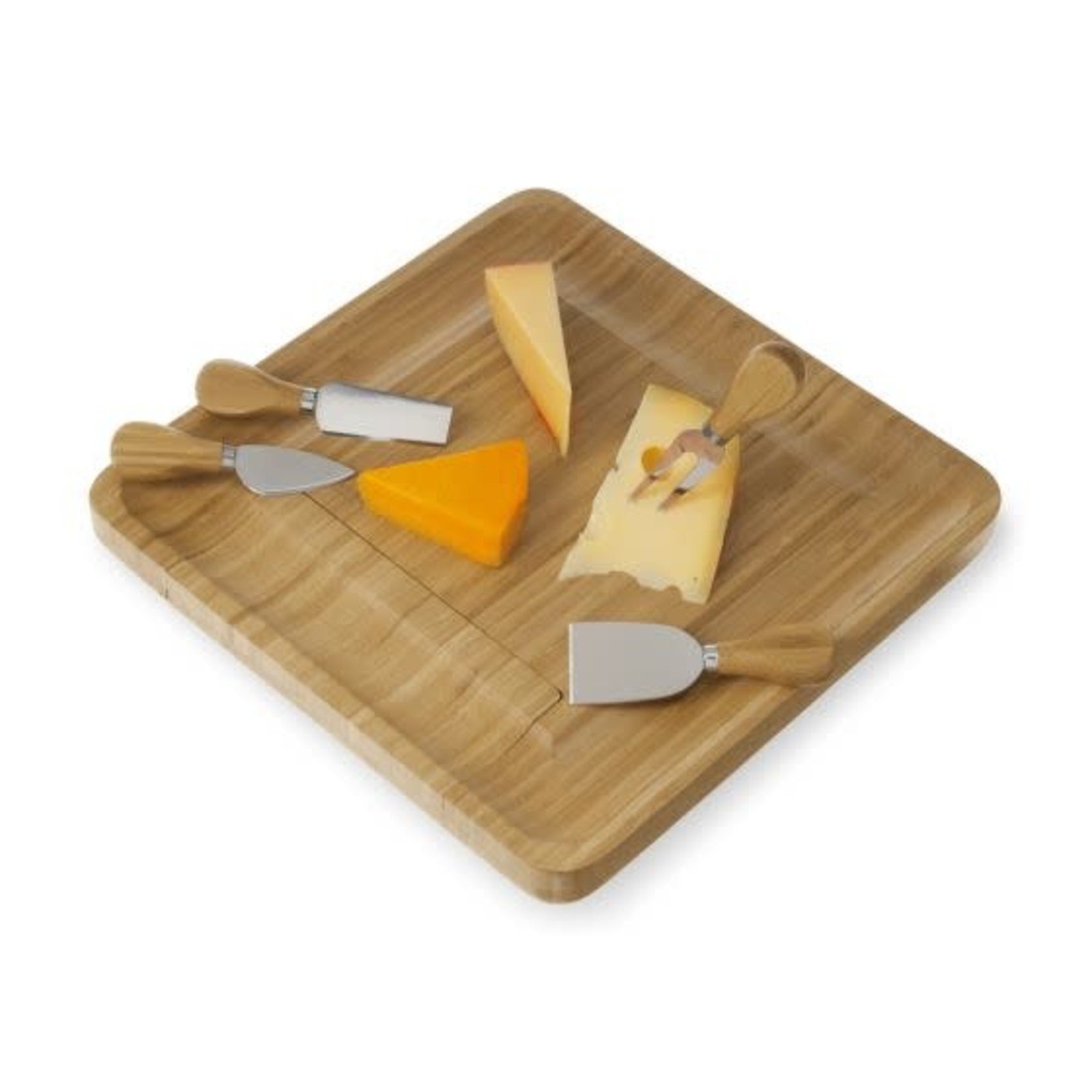 Twine Four Piece Bamboo Cheese Board and Knife Set  10162 loading=