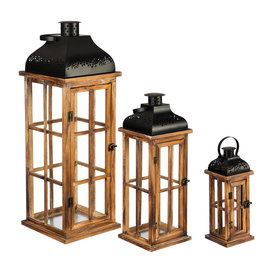 Evergreen Enterprises Nested Wood and Metal Lanterns  84G2761M