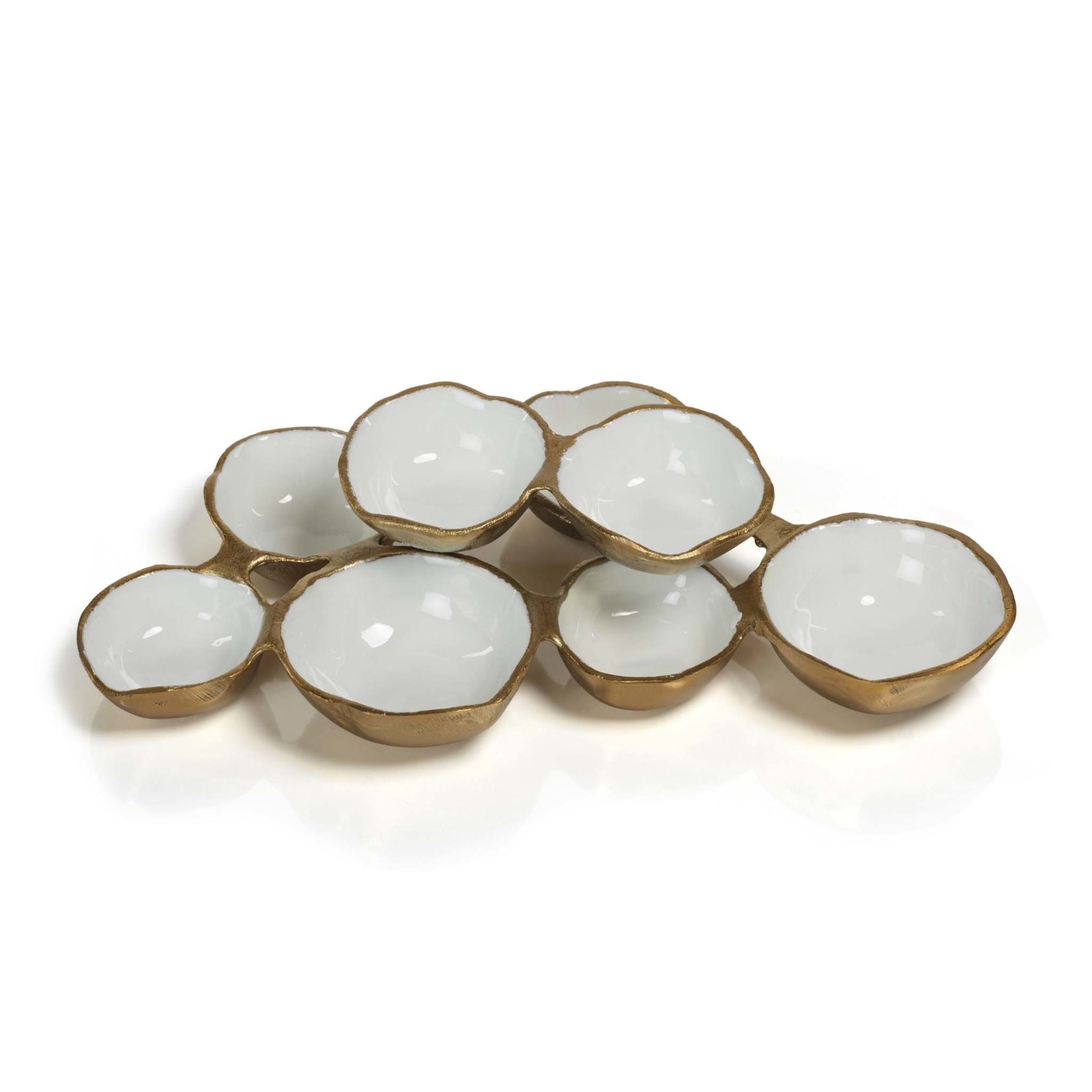 Zodax Small Cluster of Eight Serving Bowls - Gold and White  IN-7243 loading=