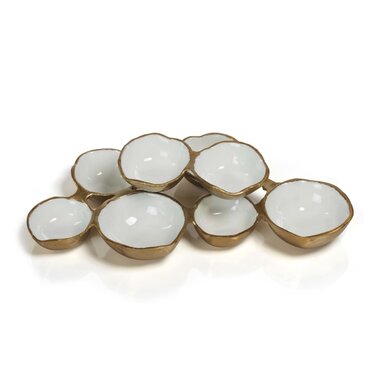 Zodax Small Cluster of Eight Serving Bowls - Gold and White  IN-7243