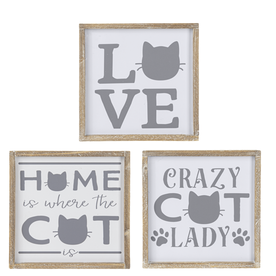 Ganz Framed Grey & White Cat Wall Decor   CB176091