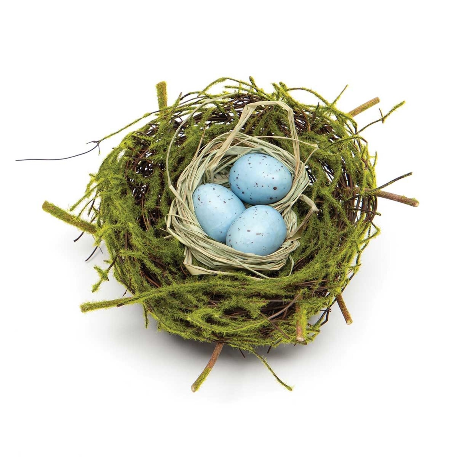 Meravic Twig Birds Nest with Blue  Eggs  T5210BL loading=