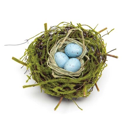 Meravic Twig Birds Nest with Blue  Eggs  T5210BL