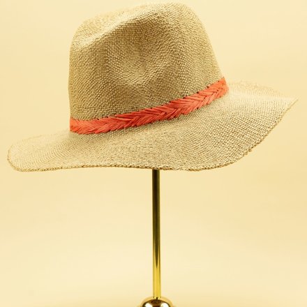 Powder Natasha Hat in Natural/Tangerine Weave NAT23