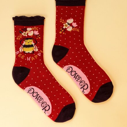 Powder Bee Happy  Ankle  Socks    SOC480