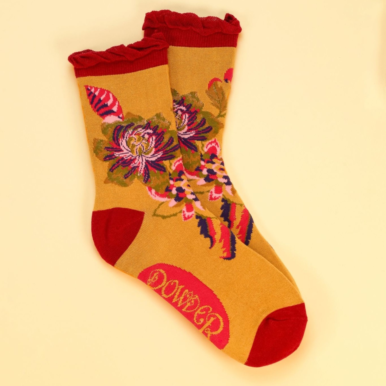 Powder Fantasy Floral Ankle  Socks Mustard    SOC485 loading=