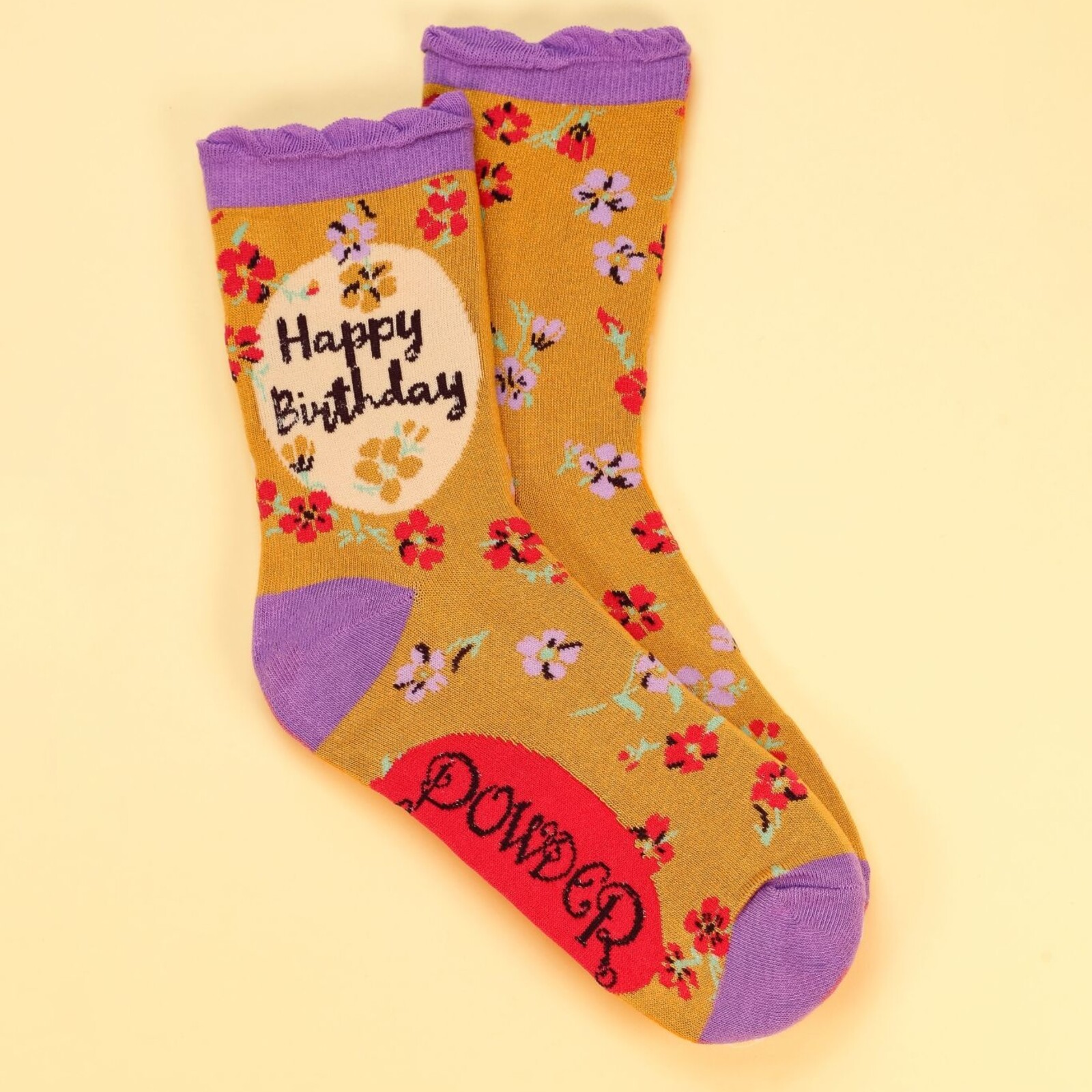 Powder Happy Birthday Floral Ankle  Socks   SOC487 loading=