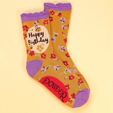 Powder Happy Birthday Floral Ankle  Socks   SOC487