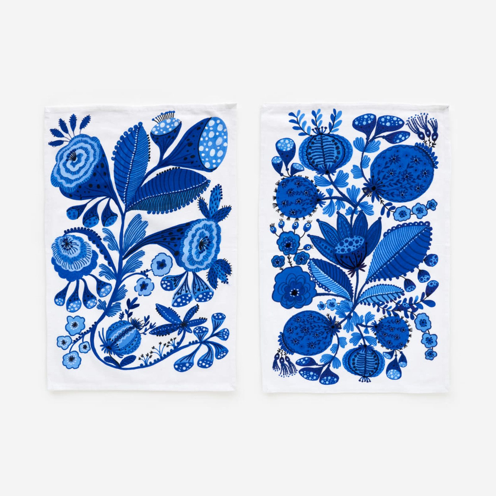 One Hundred 80 Degrees Blue and White Embroidered Dish Towel  SI0862 loading=