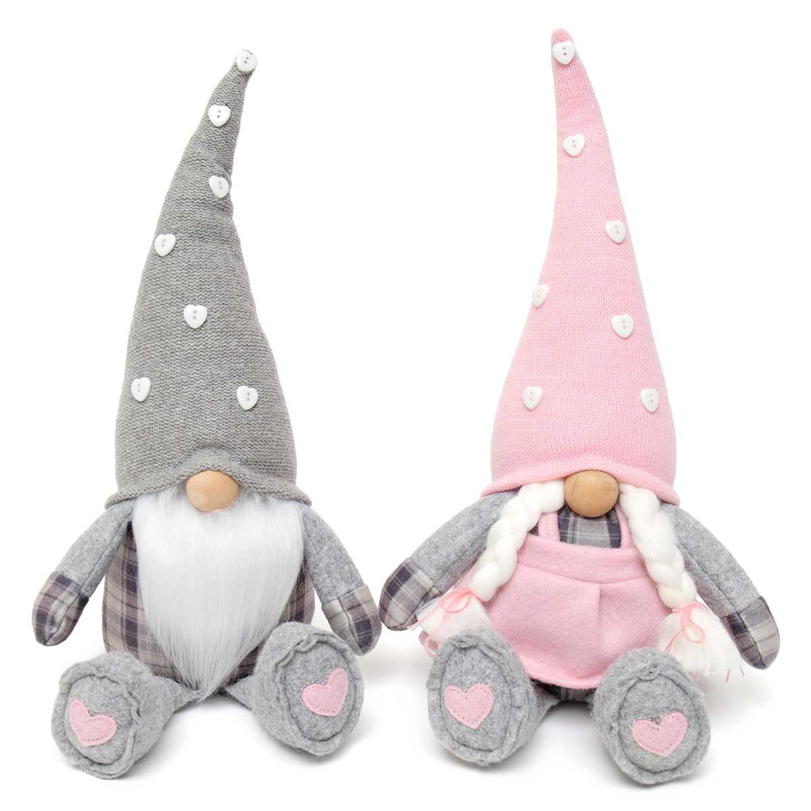 Meravic Button Buddies Gnome Couple with Wood Nose loading=