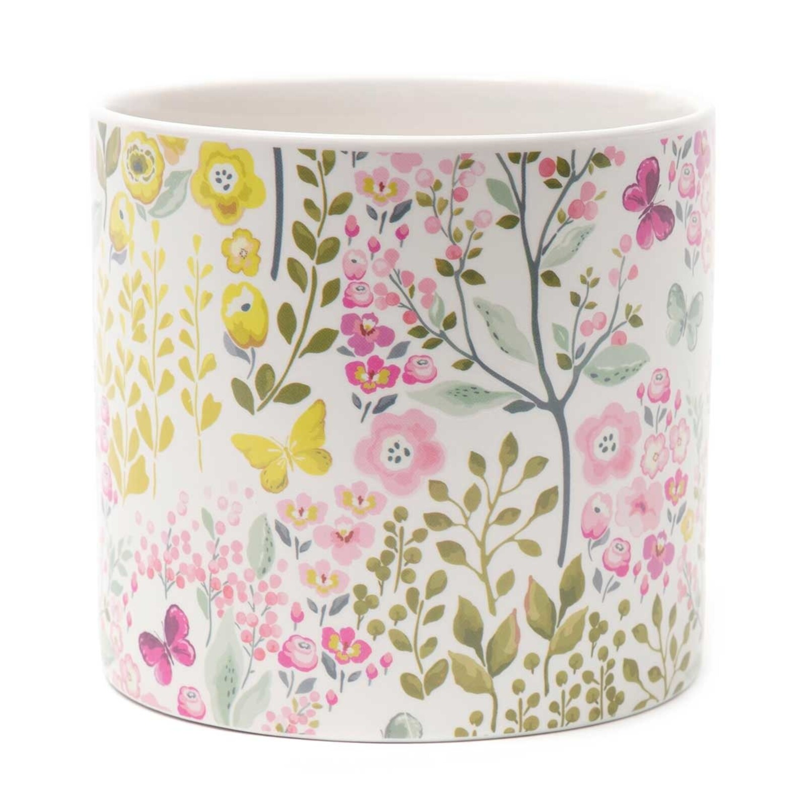 Meravic Floral Garden Porcelain Pot White Large 5"x5"x4.75"  A3190 loading=