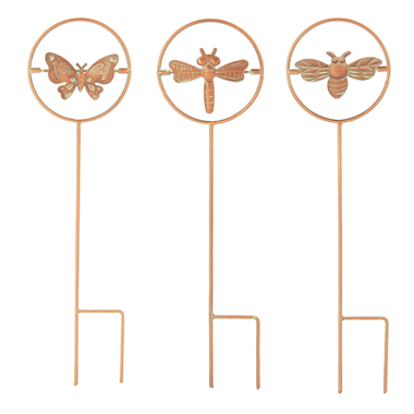 Ganz Copper Patina Bee, Butterfly & Dragonfly Mini Kinetic Garden Stake    CG177385