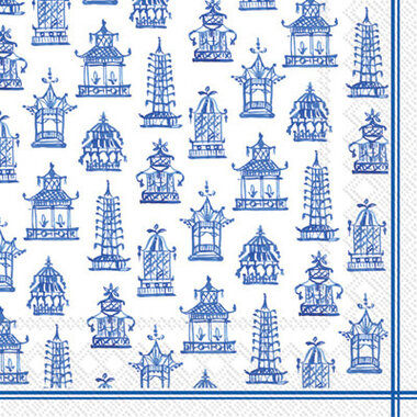 ihr BLUE PAGODA COCKTAIL NAPKIN BLUE   C033840