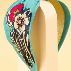 Powder Floral Zebra Embroidered Headband HDB17