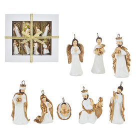 RAZ Imports Inc. 2" BOX OF WHITE AND GOLD NATIVITY ORNAMENTS 4204104