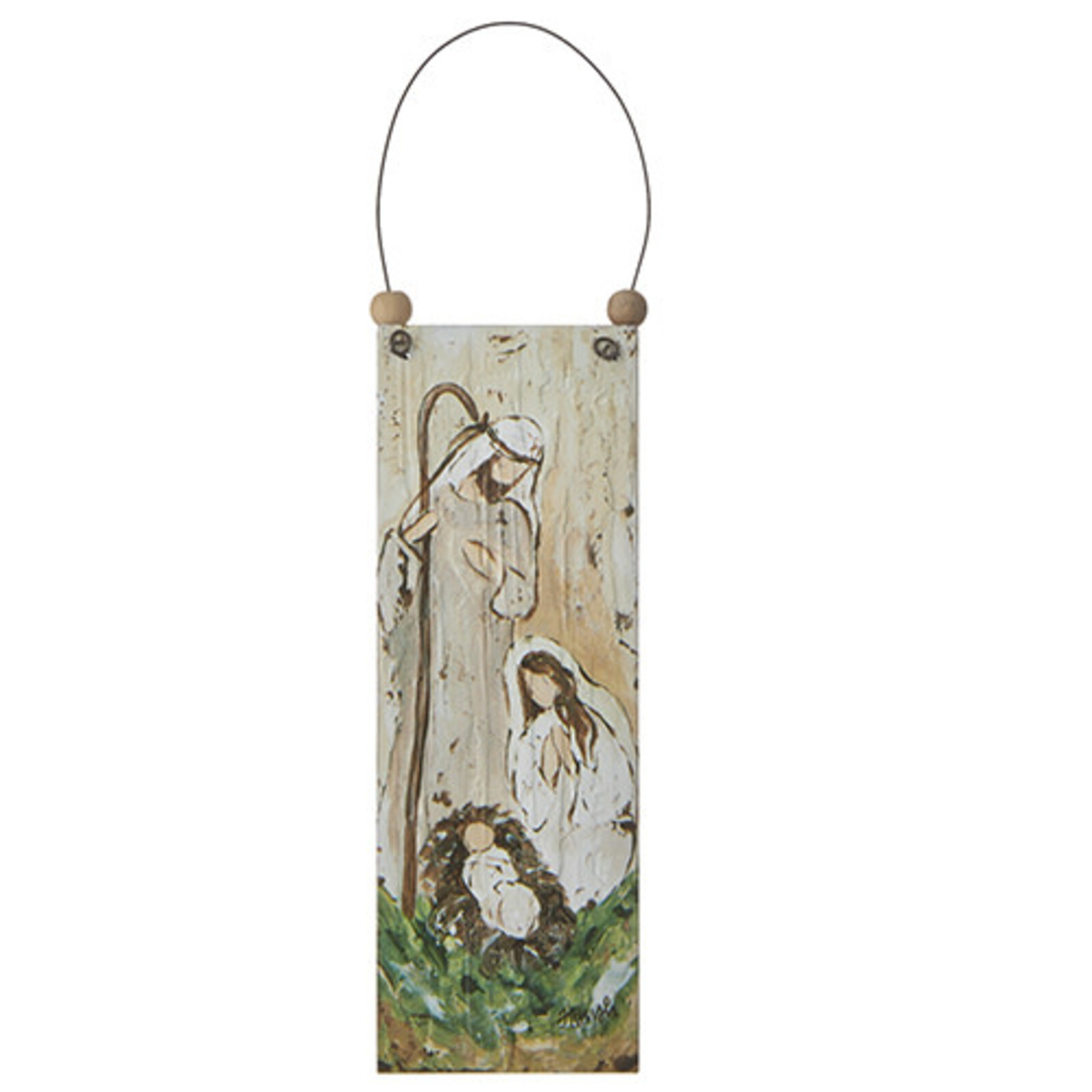 RAZ Imports Inc. 7" HOLY FAMILY WOODEN ORNAMENT  4216204 loading=