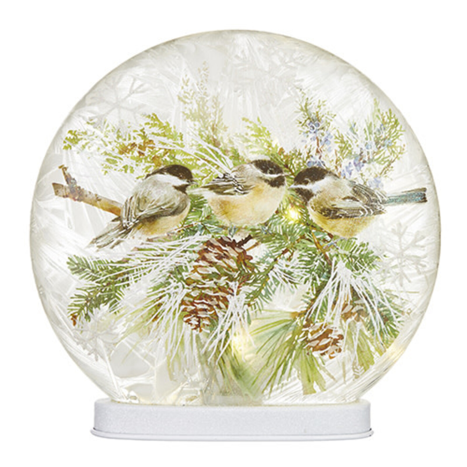 RAZ Imports Inc. 9.75" WINTER CHICKADEE LIGHTED DISC 4224536 loading=