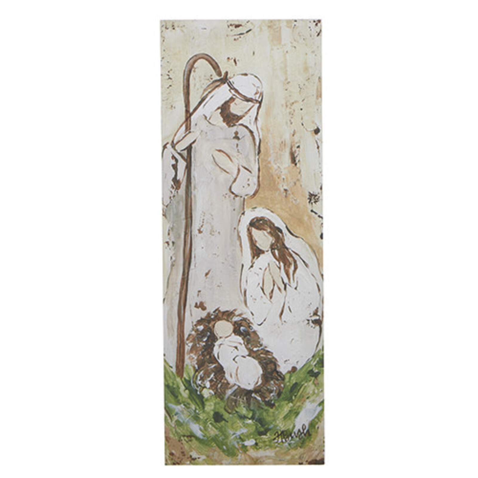 RAZ Imports Inc. 21.5" HOLY FAMILY TEXTURED WOOD WALL ART 4257363 loading=