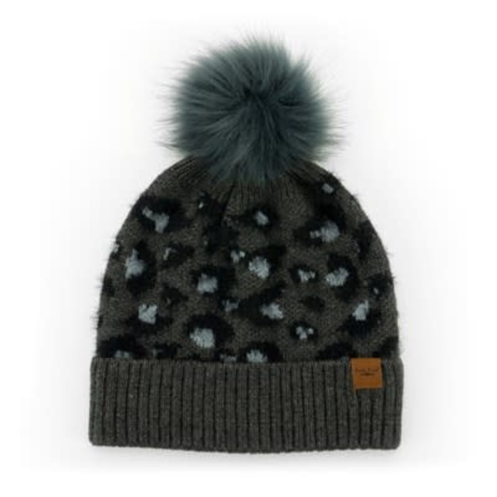 Britt's Knit's Britt's Knits Snow Leopard Pom Hat Women BKSLHAT loading=