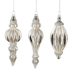 Burton + Burton SILVER MERCURY GLASS FINIAL ORNAMENTS    9739628
