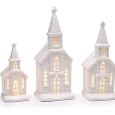 Burton + Burton DECOR LED WHITE CHURCH Small CERAMIC 9745587S