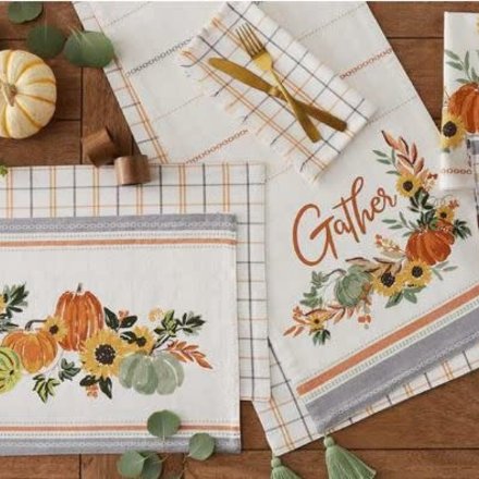 Design Imports DII Gingham & Floral Fall Placemat