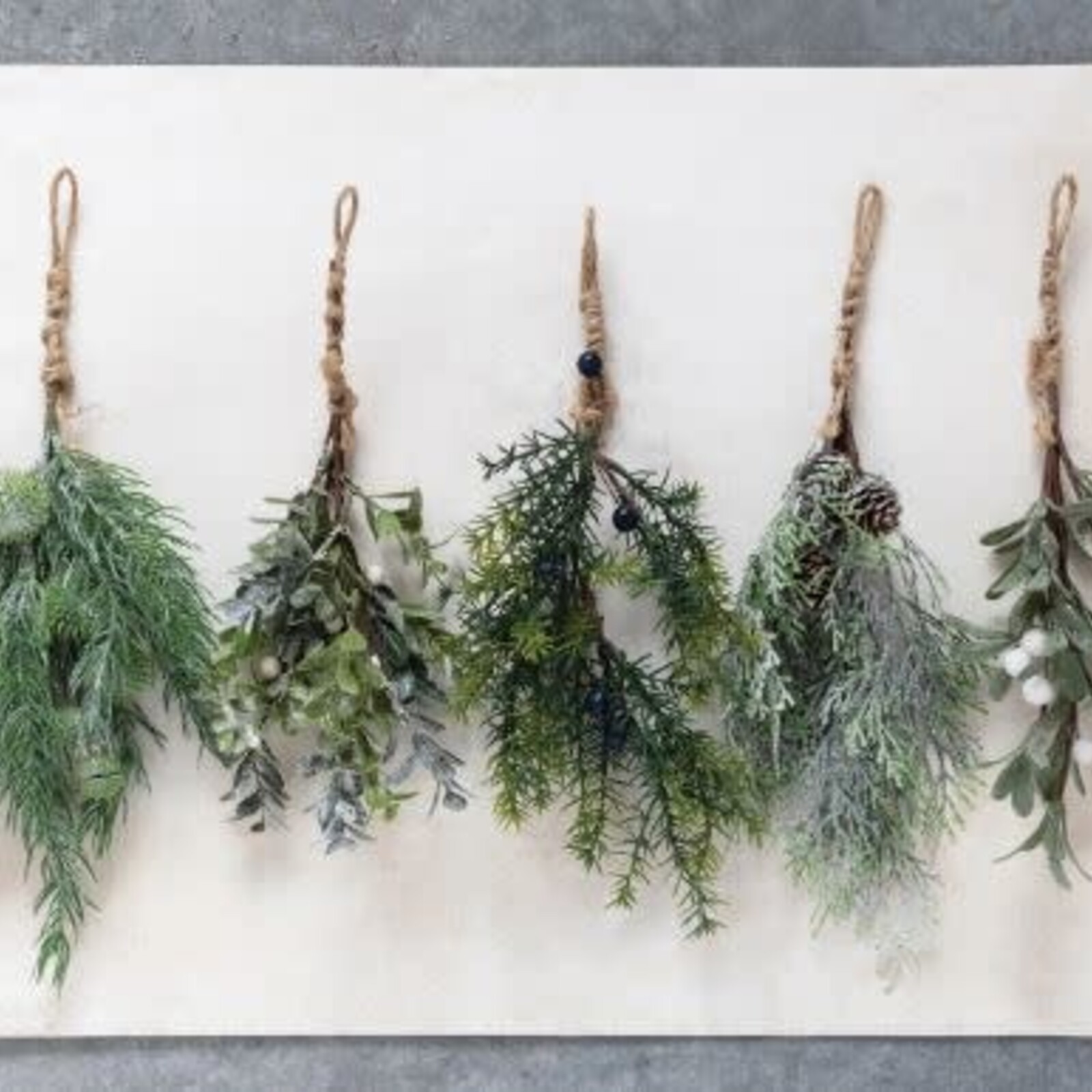 Creative Co-Op 12-1/2" Hanging Faux Evergreen Bunch loading=