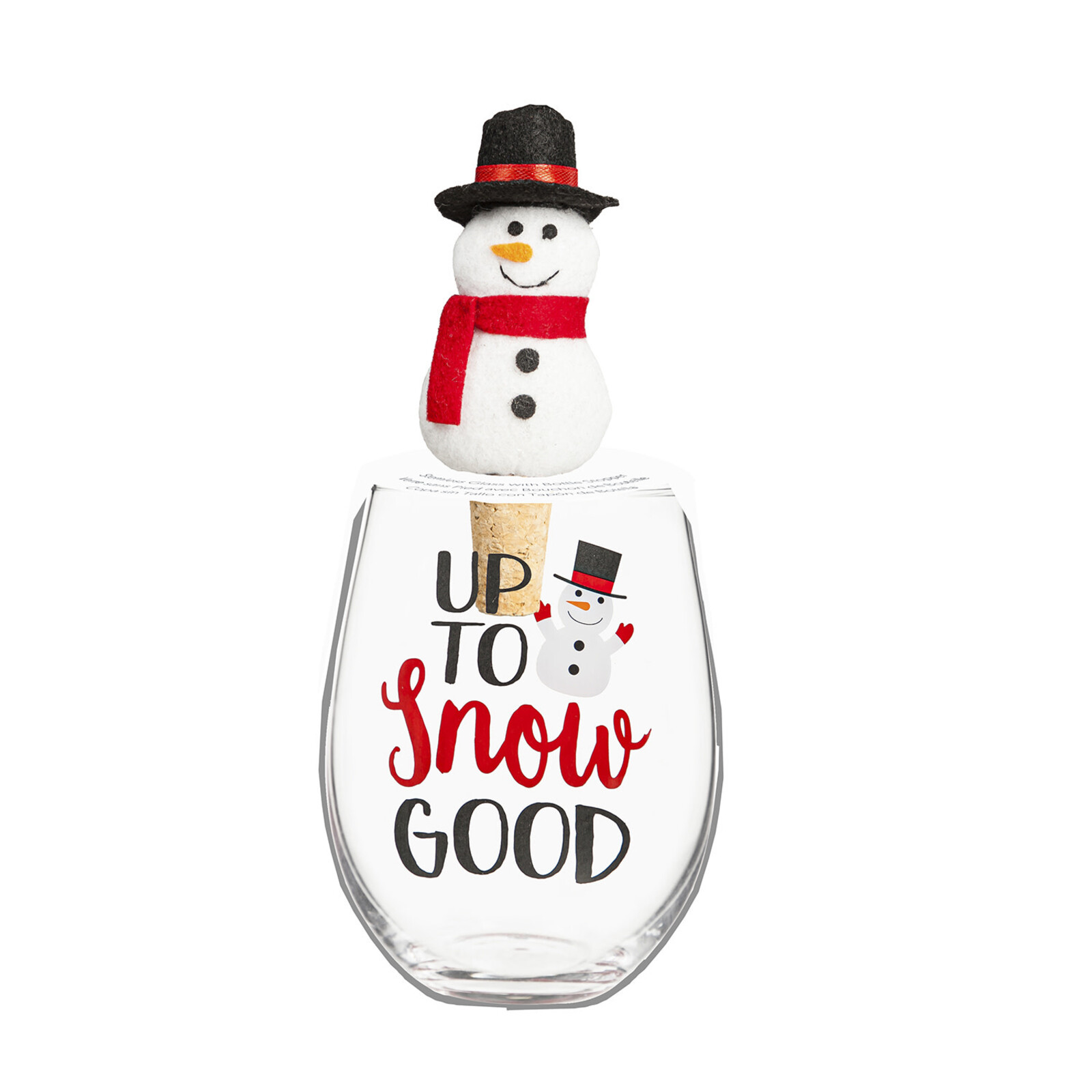 17 OZ Glass with Snowman Cork Wine Stopper Gift Set    P4213003 loading=