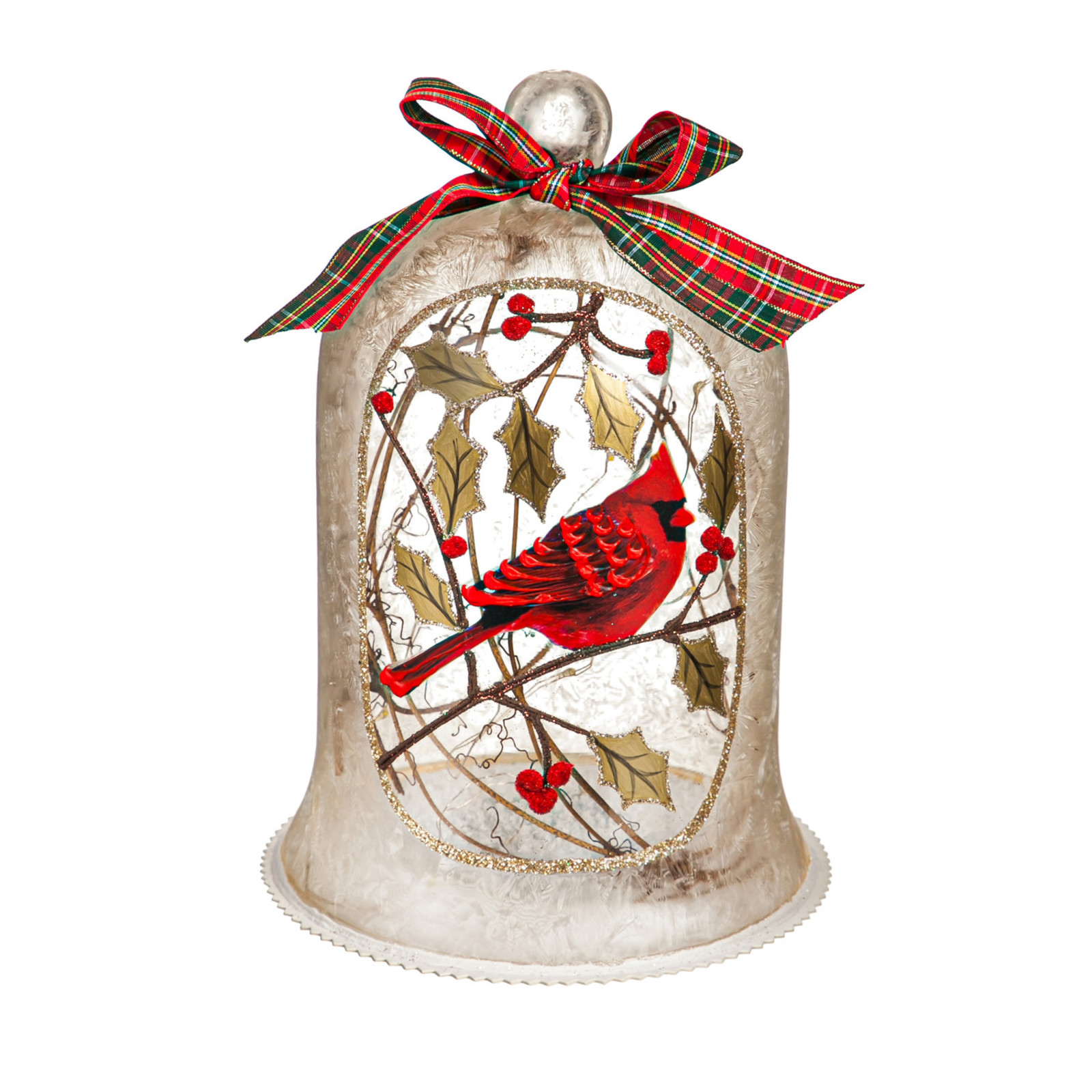 Evergreen Enterprises LED Glass Bell with Cardinal Table Décor    8LED859 loading=
