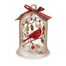 Evergreen Enterprises LED Glass Bell with Cardinal Table Décor    8LED859