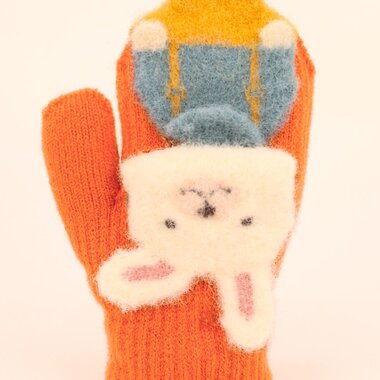 Petite Powder Kids Knitted Mittens-Tangerine Bunny  PPM6