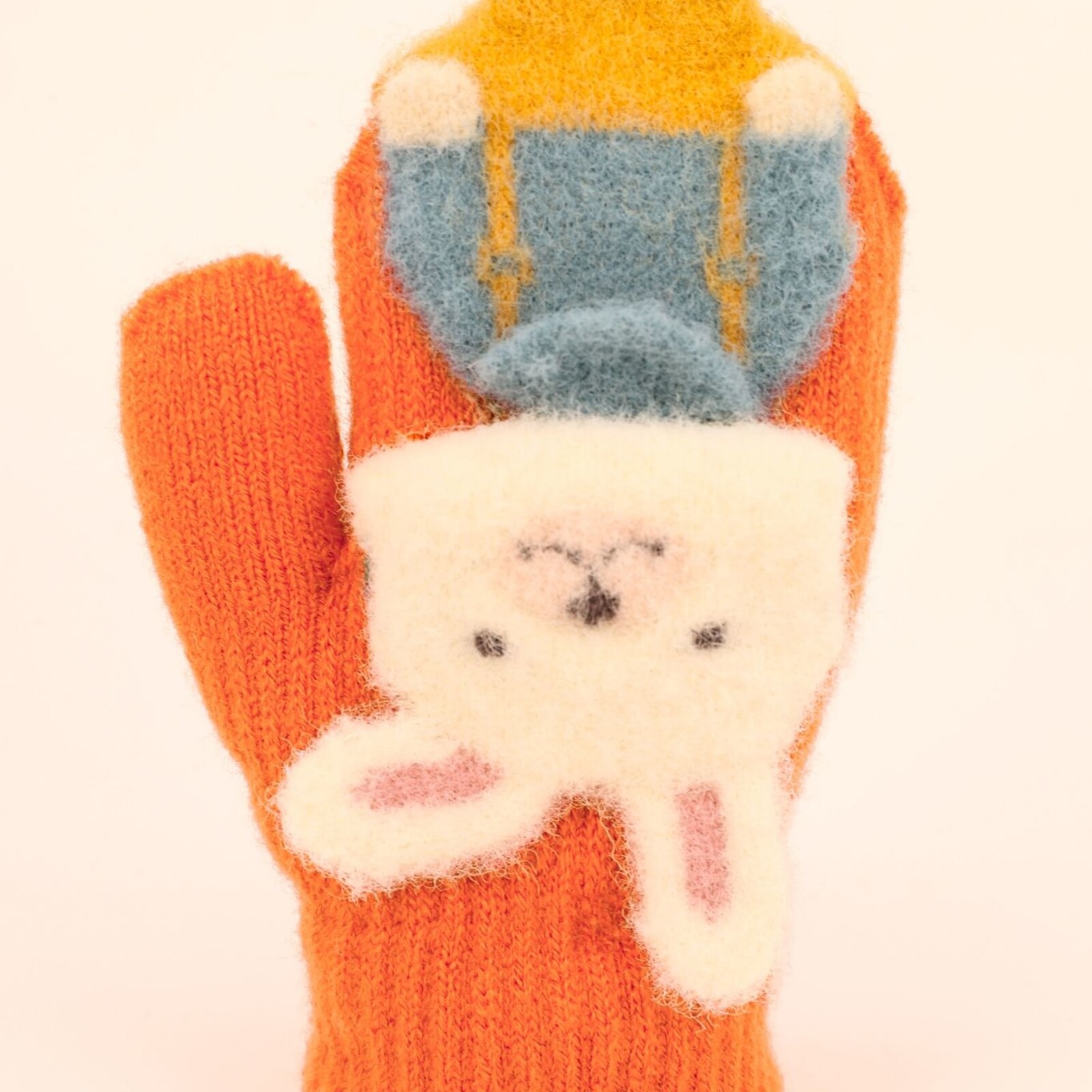 Petite Powder Kids Knitted Mittens-Tangerine Bunny  PPM6 loading=