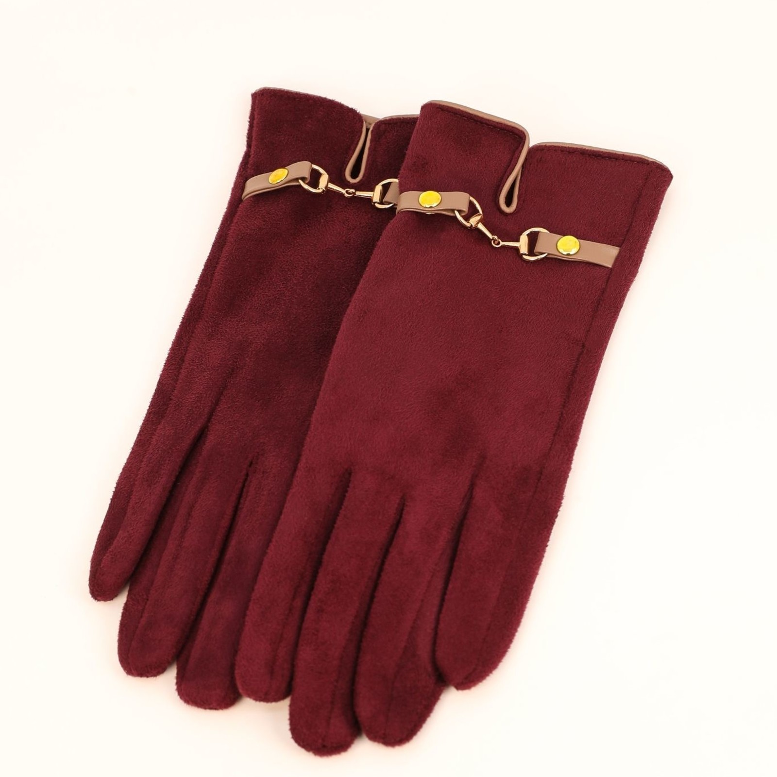 Kylie Faux Suede Polyester Gloves  Damson  KYL1 loading=