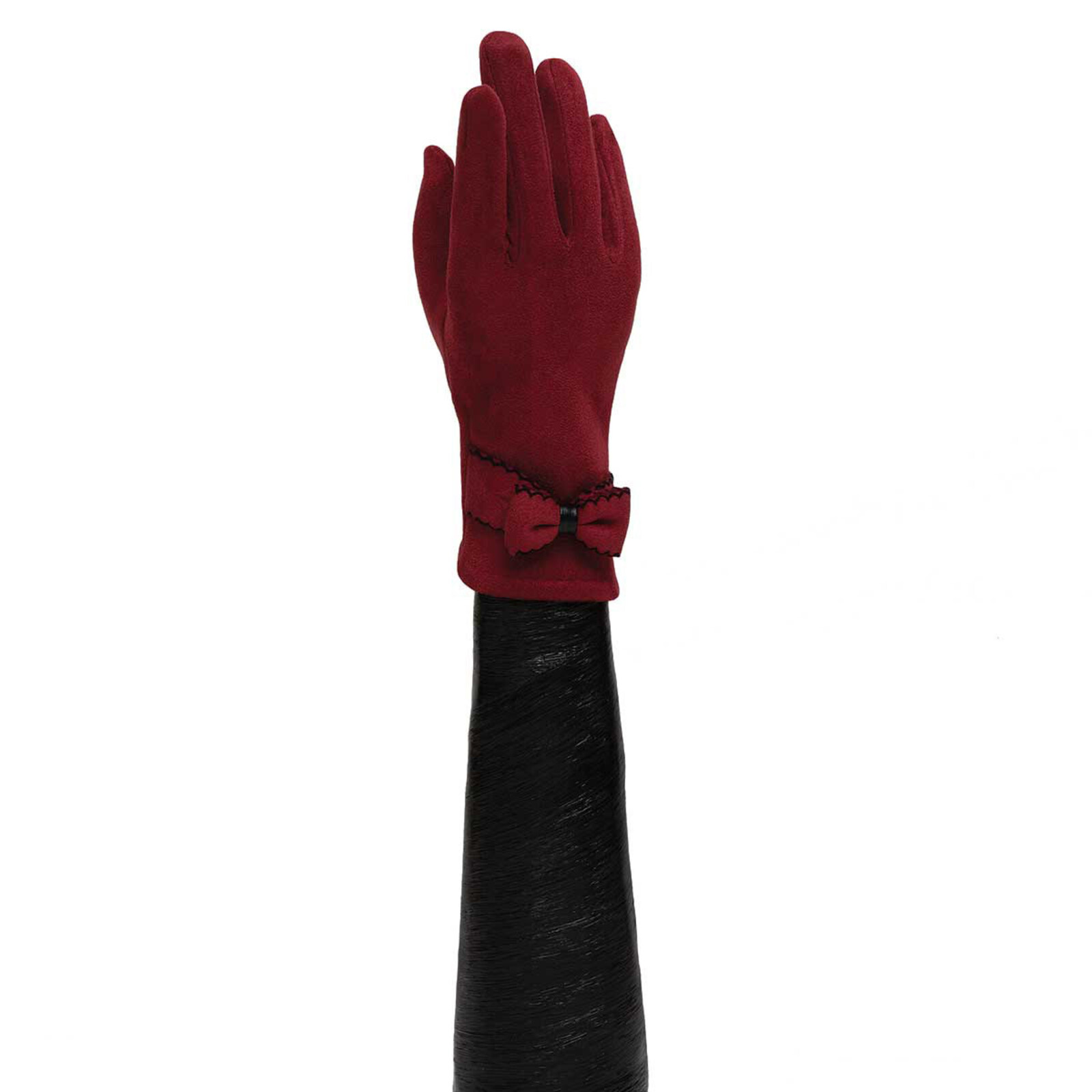 Trezo RED GLOVES WITH BOW AND BLACK STITCHING  X8086 loading=