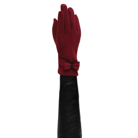 Trezo RED GLOVES WITH BOW AND BLACK STITCHING  X8086