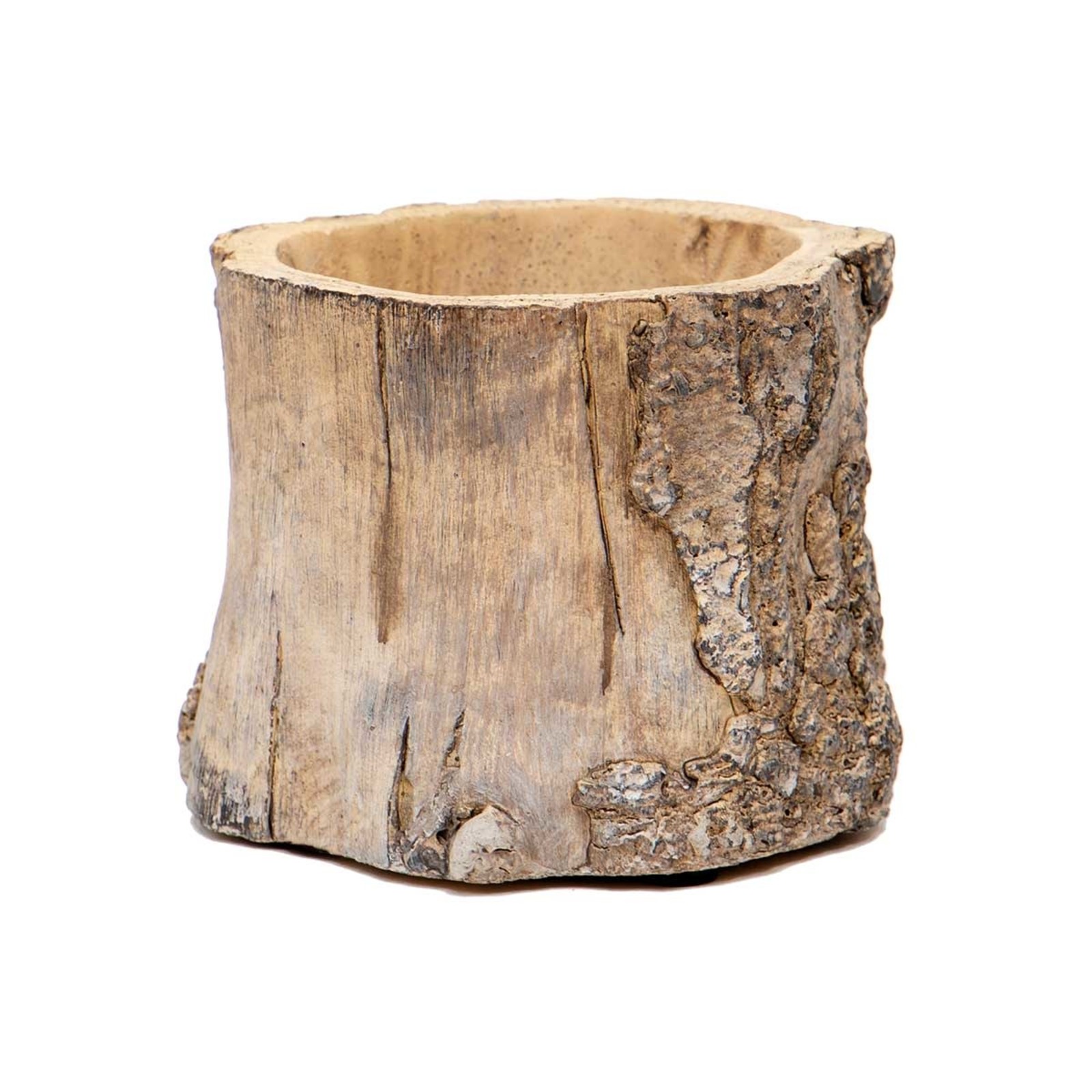 Meravic CONCRETE LOG POT BROWN WITH BARK TEXTURE SMALL    A3070 loading=