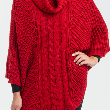 Simply Noelle Cozy Cable Poncho   PNCH9104R