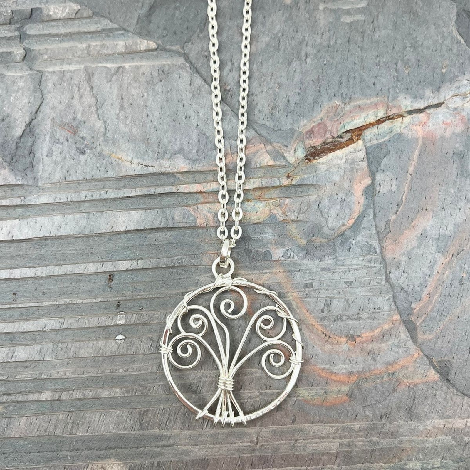 Anju Tree of Life Necklace Silver Plated NS121 loading=