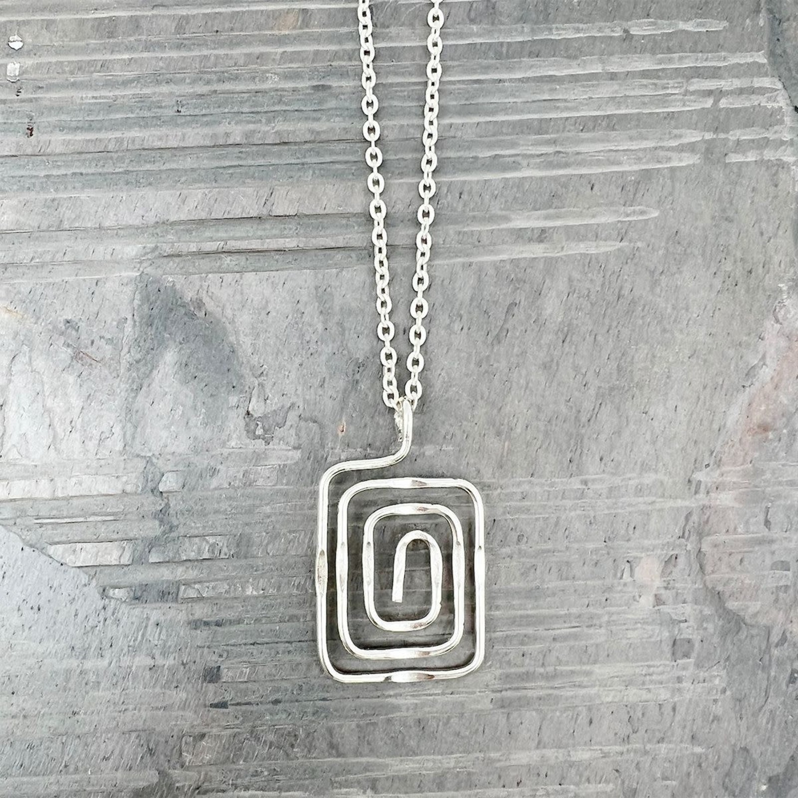 Anju SILVER PLATED NECKLACE - SMALLER SIZE SQUARE SPIRAL  NS119 loading=