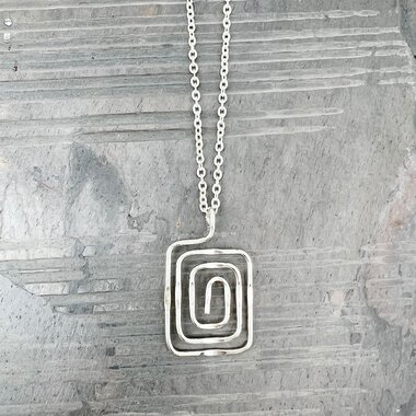 Anju SILVER PLATED NECKLACE - SMALLER SIZE SQUARE SPIRAL  NS119