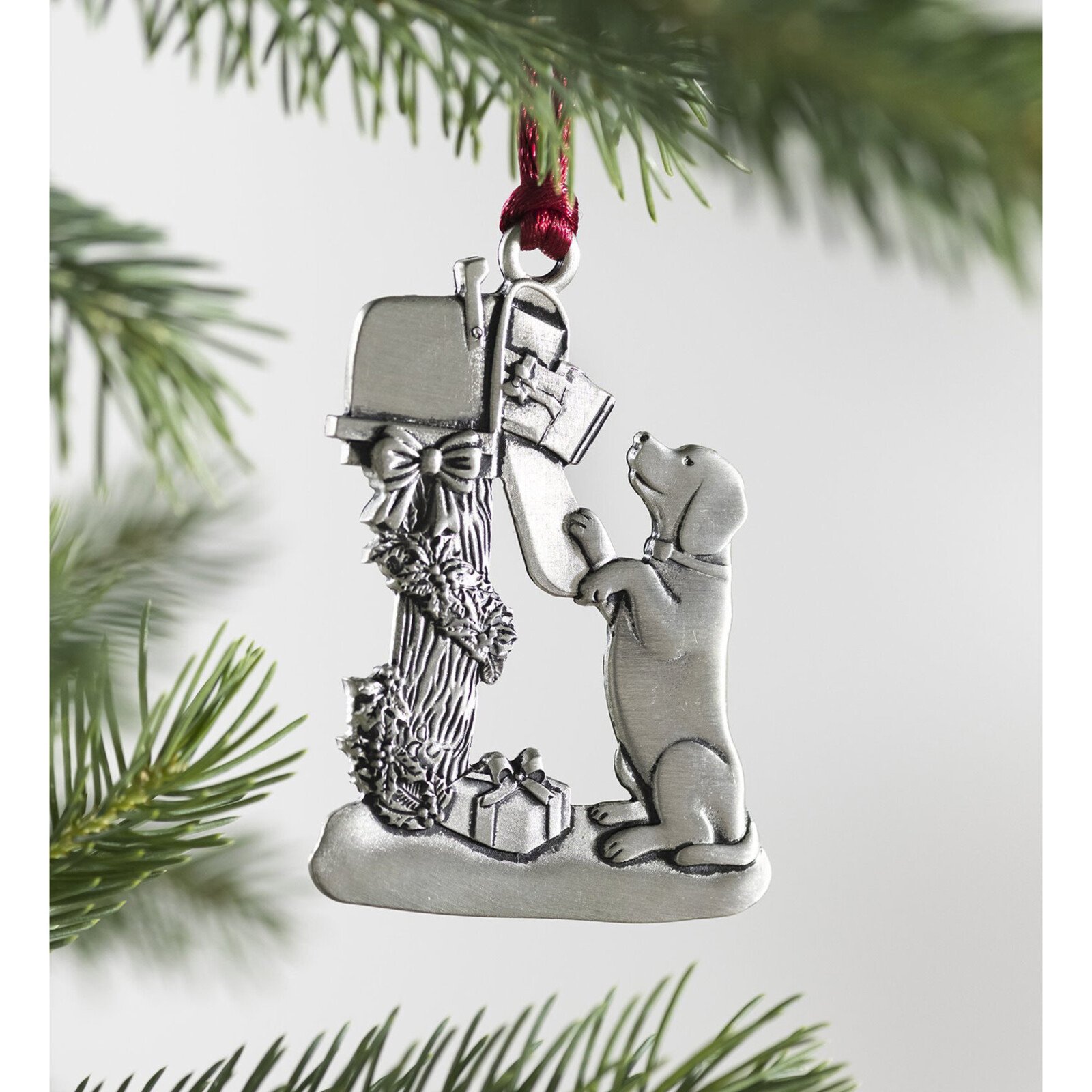 Evergreen Enterprises Solid  Pewter Christmas Tree Ornament DOG  65M27DOG loading=
