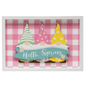 Meravic Hello Spring Gnomes Wood Sign  T5027