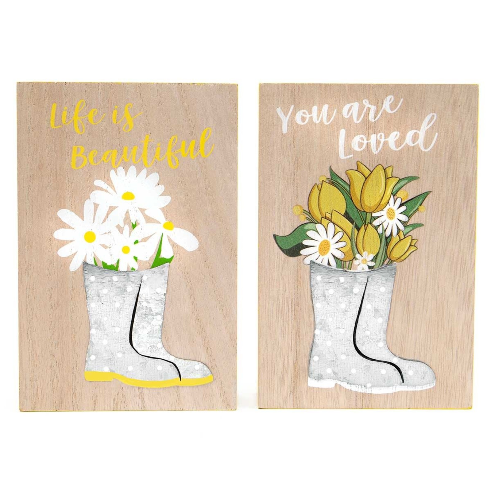 Meravic Rainboots With Floral Sign Natural/Yellow/Grey  T5052 loading=