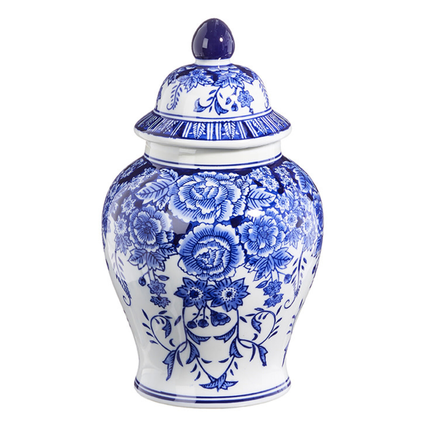 RAZ Imports Inc. 10" BLUE FLORAL GINGER JAR    4334402 loading=