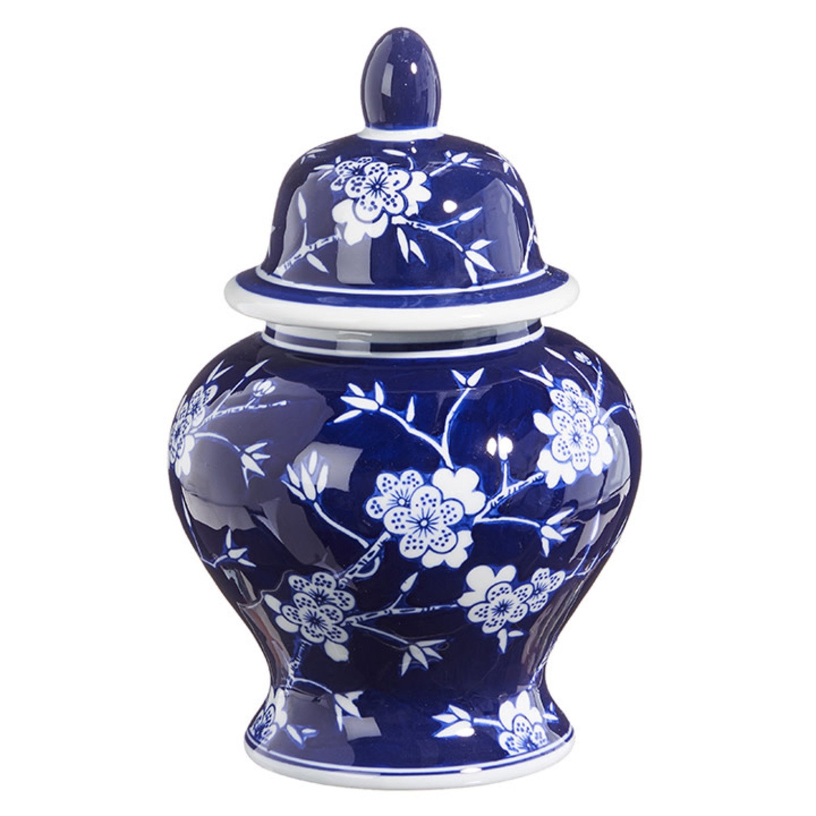 RAZ Imports Inc. 10" Blue with White Florals Ginger Jar loading=