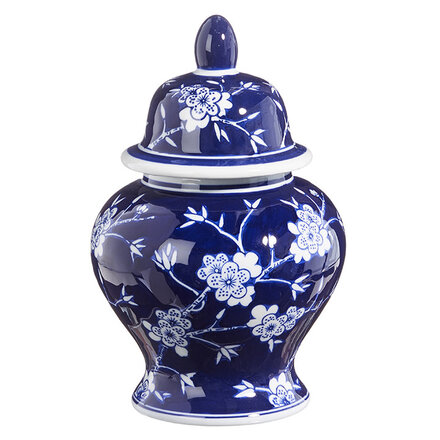 RAZ Imports Inc. 10" Blue with White Florals Ginger Jar