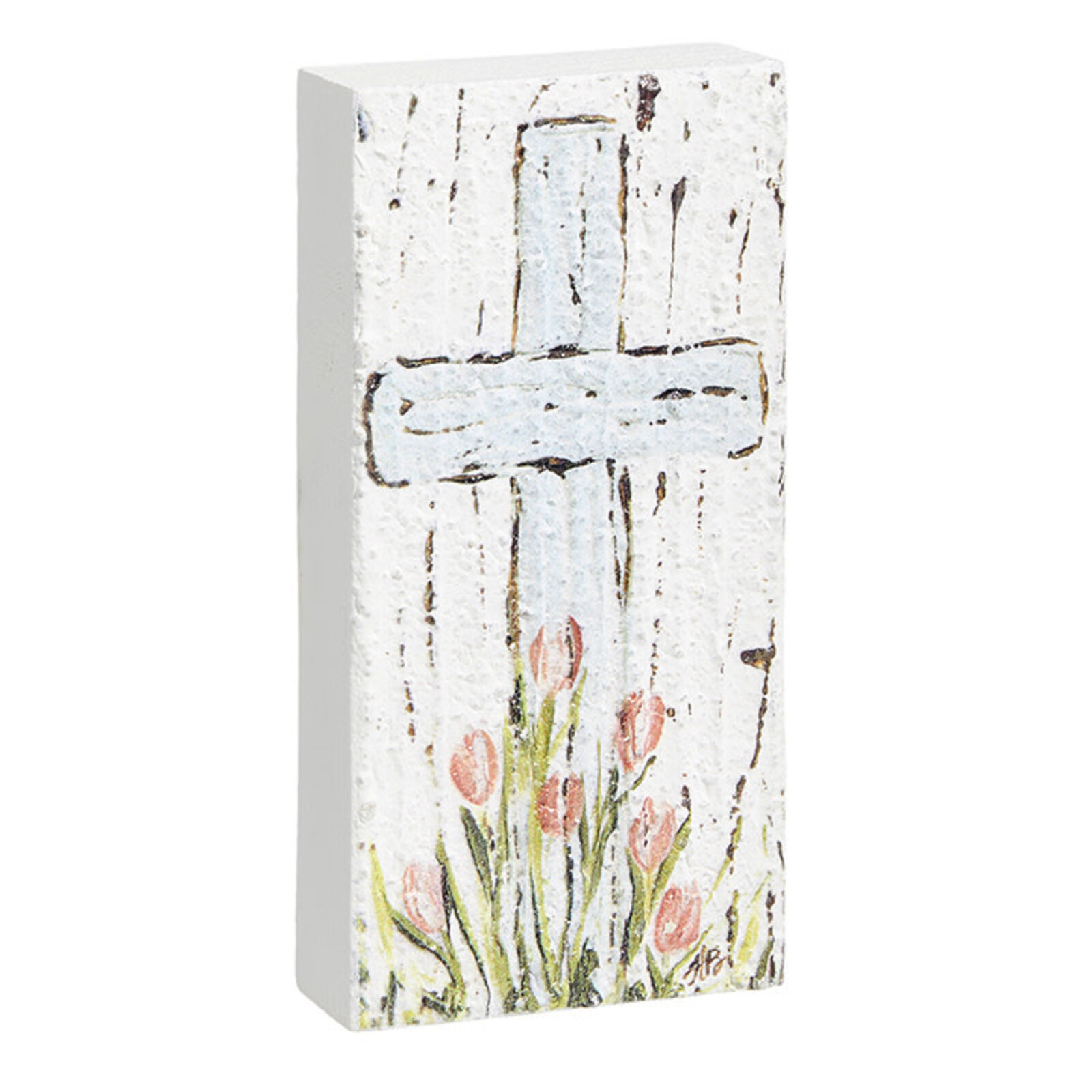 RAZ Imports Inc. 6" CROSS TEXTURED WOOD BLOCK   4357325 loading=