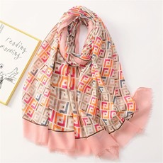 Rayon  Scarf  Fushia Pink Grey   30057